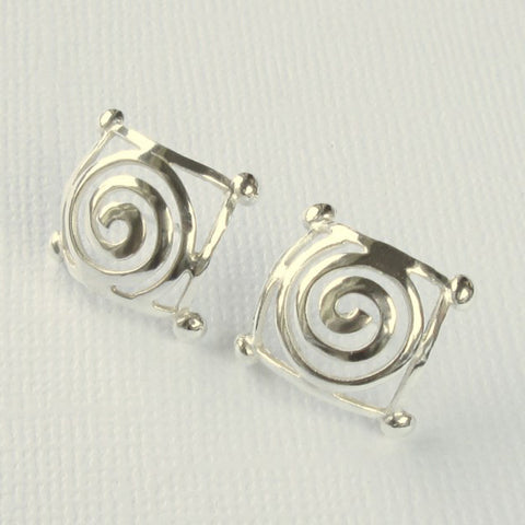 Square Jester Collection Silver Earrings